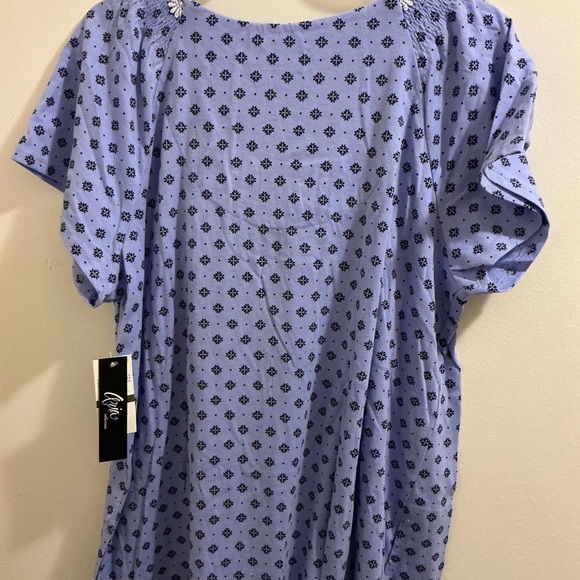 Aria Collection Periwinkle & Dark Blue Floral Lace Trim Nightgown/ Sleepwear - Picture 4 of 5